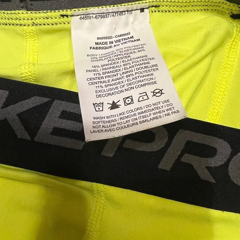 Nike Pro Dri-Fit Youth Yellow Training Pants Youth Size M